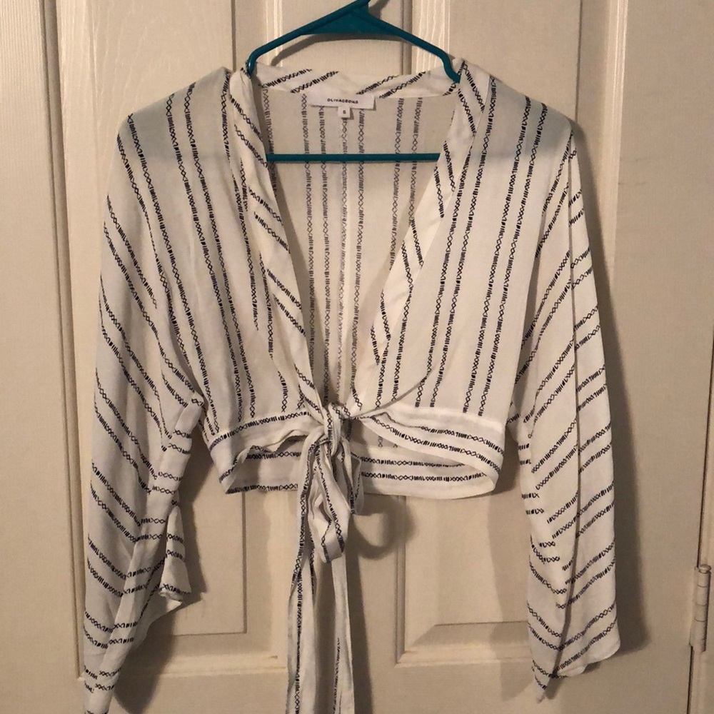 Shop 12th Tribe Crop Tie Front Top